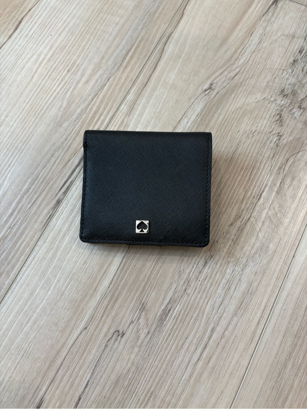 kate spade Black Folded Leather Wallet with Spade Accent